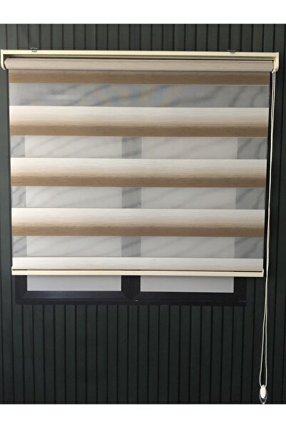 Lotus Bukle Renk Geçişli Kahverengi Krem Zebra Stor Perde-mutfak- Oturma Odası-salon - Buklev2