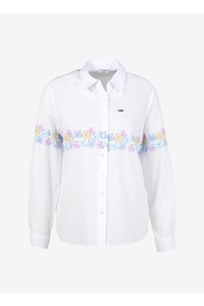 U.S. Polo Assn. Regular Fit Košulja kragna Cvetni dezen Plava ženska košulja ...