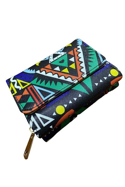 Elif Ethnic Patterned Women's Wallet with Snap Closure and Zipper