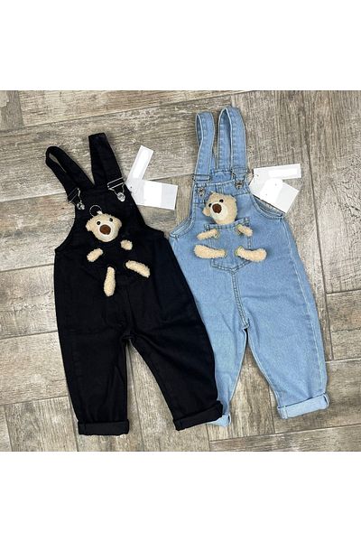 YARENKİDS Teddy Bear Denim Slopet Overalls for Girls and Boys