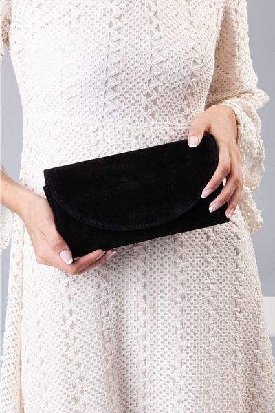 bibags Geanta de seara din piele intoarsa neagra