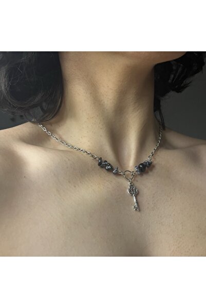 Lullaby Obsidyen Fairycore Y2k Goth Hediyelik Tasarım Doğal Taş Kolye