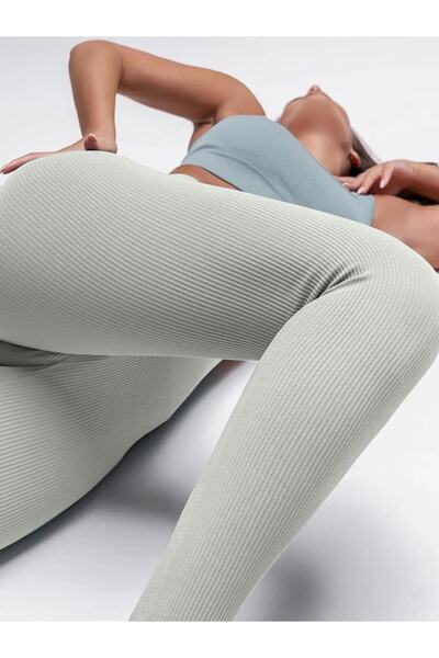 sebura Kadın Yüksek Bel Kalça Toparlayıcı Şekillendirici Fitilli Tayt Dikişsiz Fitilli Tayt