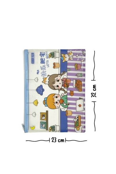 Kağıt Gemi Dükkan Sevimli Şeffaf Ve Fermuarlı Mavi A4 Dosya Klasörü/ Toparlayıcı/ Kalem Kutu/ Fermuarlı Çanta