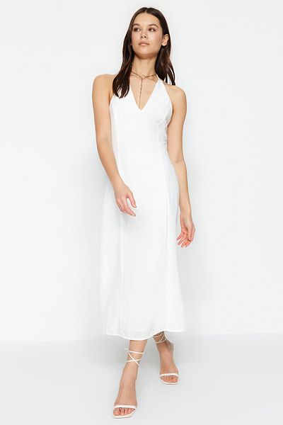 Trendyol Collection Ecru kiegészítők részletes szövött ruha TWOSS23EL02122