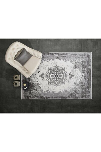 GÜMÜŞSUYU Carissa Akrilik Dikdörtgen 11329 - 160x230 Gri Salon Makine Halısı