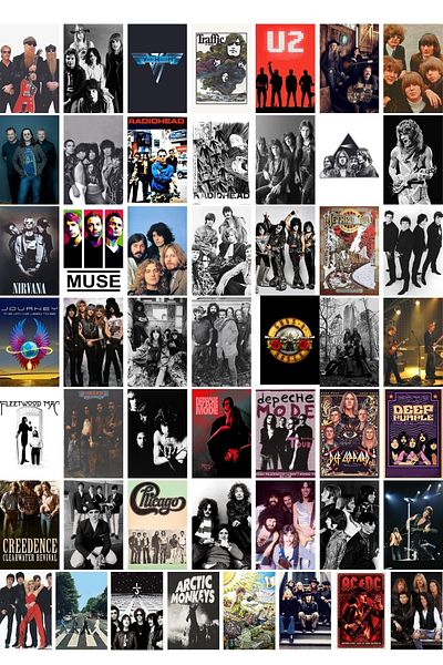 Postifull 50 Pieces of Foreign Mixed Rock Band Poster Set - 10*15 cm Collage, Box with Tape Gift
