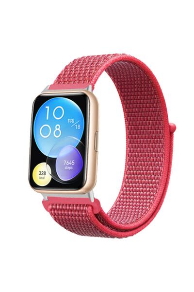 Nezih Case Huawei Watch Fit 2 Uyumlu A+ Kalite Hasır Örgü Cırtlı Pratik Kordon