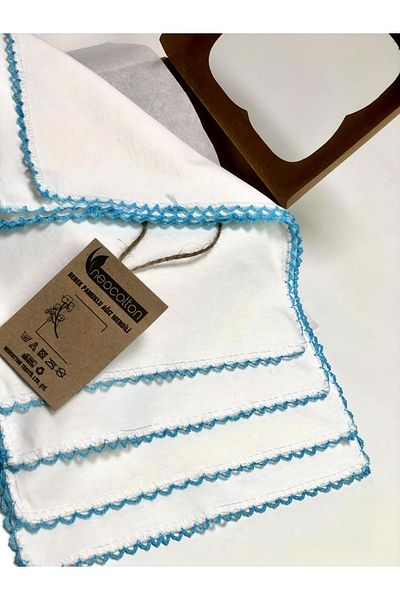 neocotton Șervețele pentru bebeluși 100% bumbac strat dublu brodat cu croșetat (4 bucăți 22x30 cm)
