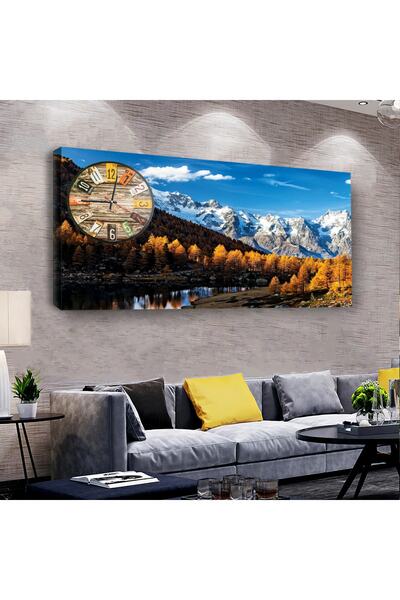 Zevahir Mobilya Dekorasyon Manzara 120 X 60 Saatli Kanvas Tablo