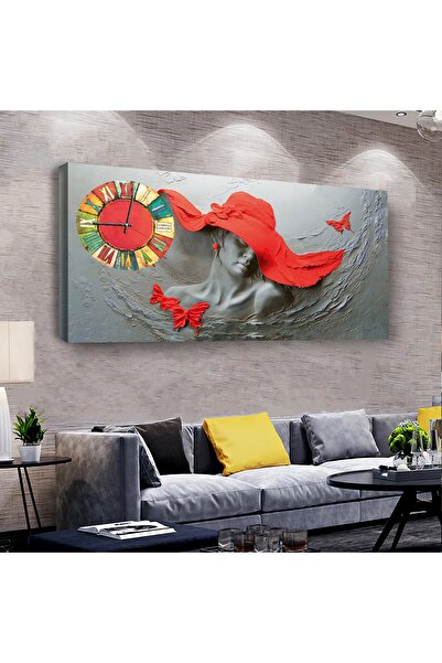 Zevahir Mobilya Dekorasyon Heykel Sanat 120 X 60 Saatli Kanvas Tablo