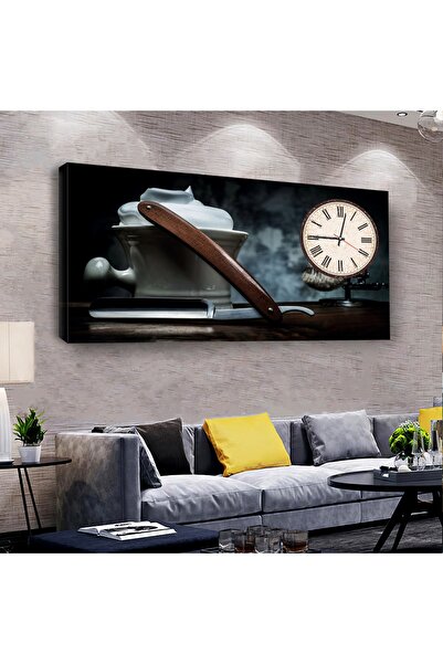 Zevahir Mobilya Dekorasyon Berber 120 X 60 Saatli Kanvas Tablo