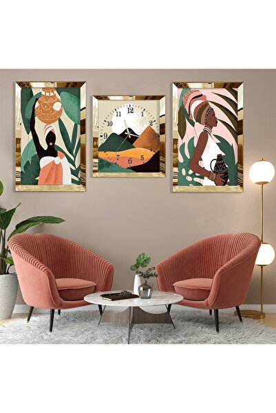 Zevahir Mobilya Dekorasyon Soyut Desen Gold Pleksi Kenar Üçlü Mdf Tablo Seti ...