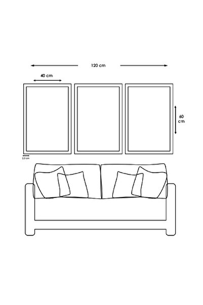 Zevahir Mobilya Dekorasyon Çiçek Soyut Desen Gold Pleksi Kenar Üçlü Mdf Tablo Seti Ve Saat Seti