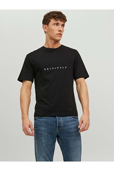 Jack & Jones Τζακ Τζόουνς 12176780   Κέντημα Πρωτότυπο Γραπτό T-shirt - Μαύρο - Xxl