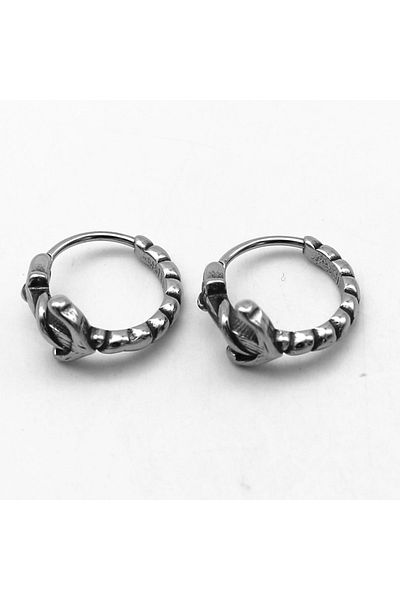 Viking Anchor Design Sailor Ring Snap-On 316l Steel Men's Earrings
