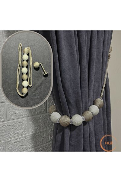 Helezoni Fon Perde Yan Bağlama Braçol 7 Top Model + Renso Set 1 Adet Braçol 1 Adet Renso