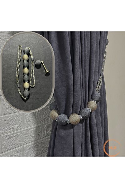 Helezoni Fon Perde Yan Bağlama Braçol 7 Top Model + Renso Set 1 Adet Braçol 1 Adet Renso