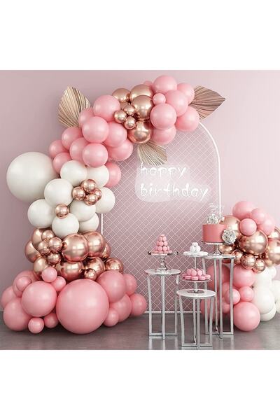 PARTİ SEPETİ مجموعة بالونات سلسلة ملونة سلمون 3 متر