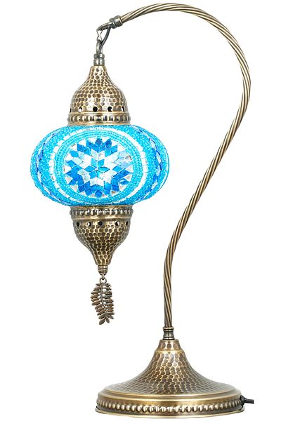 Demmex Handmade Hammer Forged Body Mosaic Authentic Colored Glass Table Night Lamp Lampshade, 48cm Length