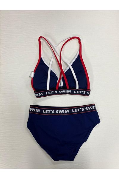Eros Text Detailed Cross Strap Triangle Bikini Set