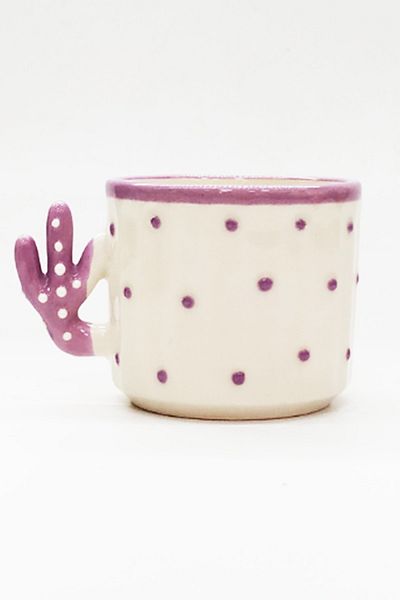 Otogar Çini 6 Pieces Cactus Cup - Hand Made Ceramic 150 Ml Tea, Duble Coffee, Espresso, Neskafe Cup