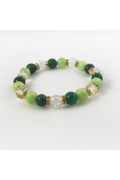 Padore Accessory Doğanın Mistik Güzelliği | Aventurin - Jade Ve Kristal Kuvars Doğal Taş Bileklik | Sertifikalı