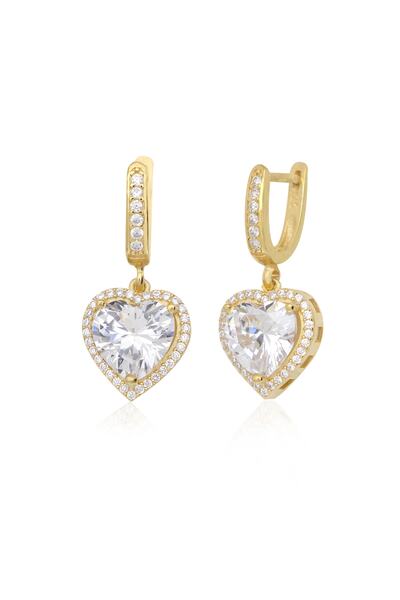 Silveranka 925 Ayar Gümüş Pırlanta Montür Kalp Küpe