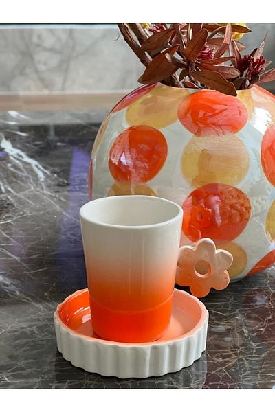 MeGgDecor Flower Handle Colored Cup