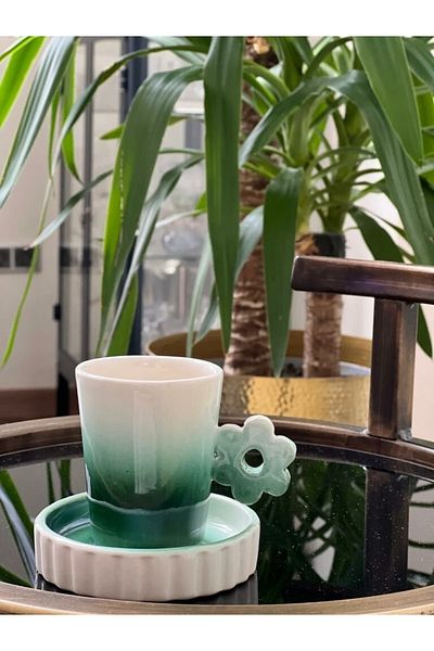 MeGgDecor Flower Handle Colored Cup