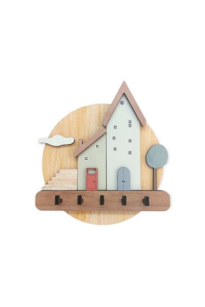 CajuArt Pastel Colored Wooden Keychain - Doorway Hanger Wall Decor