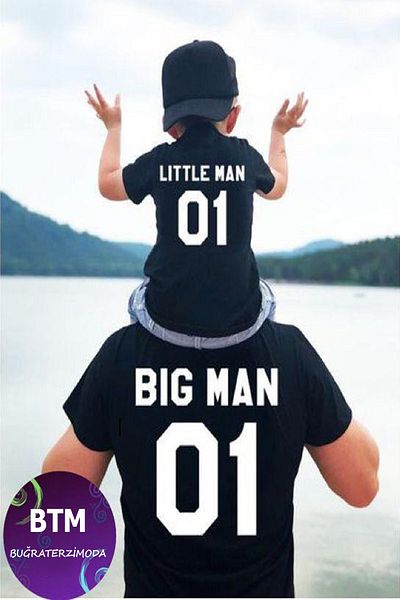 Buğraterzimoda Bigman Littleman Father Son Μαύρο κανονικό μπλουζάκι συνδυασμός (η τιμή είναι για 1 μπλουζάκι)