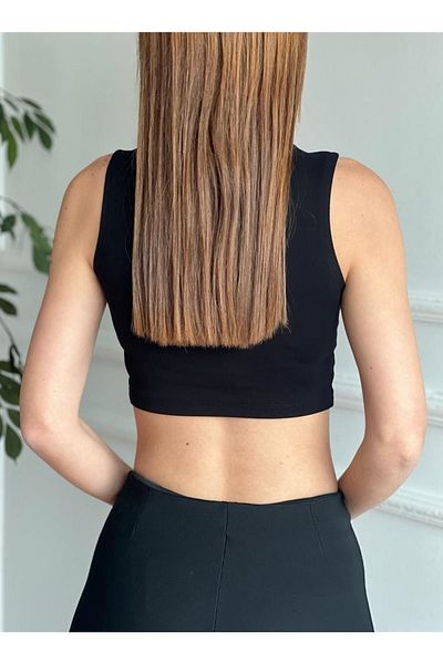 Dilvin 30125 Crop Top-μαύρο