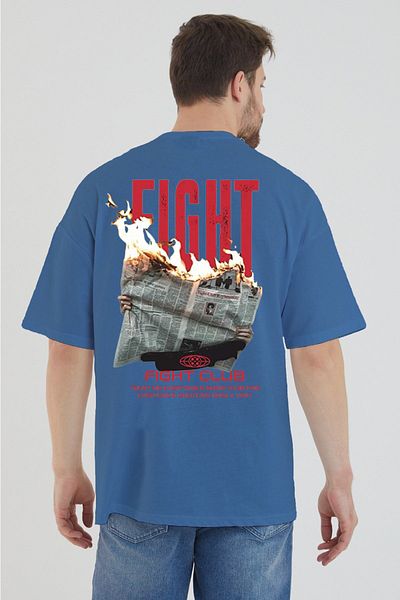 DEEPSENCE Men's Oversize T-shirt Fight Club Back Print Indigo Color