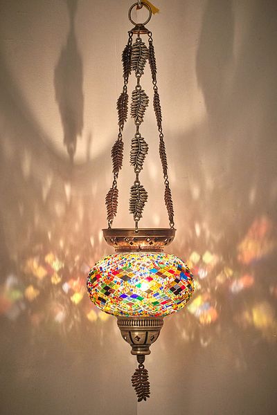 Demmex Turkish Mosaic Authentic Ethnic Candle Holder Chandelier Candlestick, 60cm
