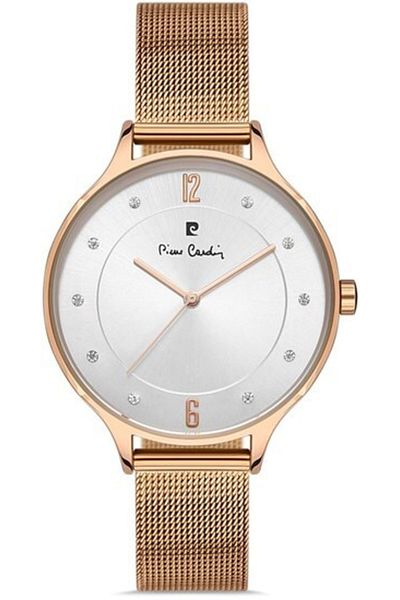 Pierre Cardin 800802ساعة يد نسائية بسلك فولاذي شبكي F03 مقاومة للماء بطول 30 مترًا