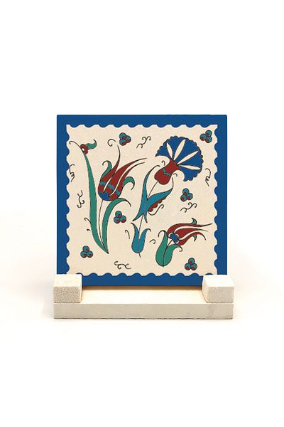 Sadrazam Ottoman Iznik Tile Pattern Printed Natural Stone Tabletop