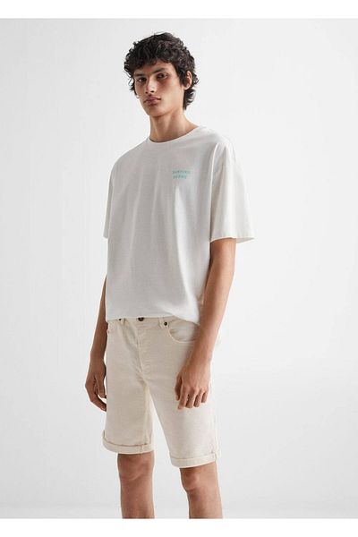 Mango Teen Bawełniane spodenki jeansowe