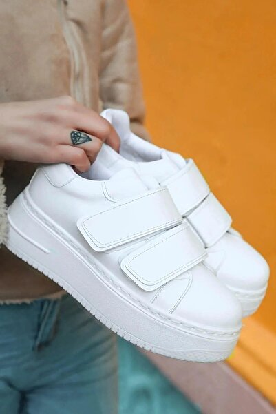 Aleza Shoes Morella Kalın Taban Beyaz Kadın Sneaker