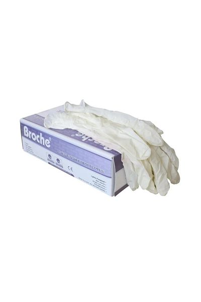 Broche Powdered Latex White Examination Gloves Medium (M) Size 3 Pack (3 X 100 Pieces)