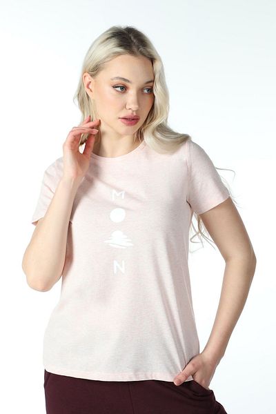 defys Tricou cu mânecă scurtă cu imprimeu pentru damă, cu decolteu, roz Mel