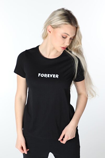 defys Γυναικείο μπλουζάκι με κοντό μανίκι με λαιμόκοψη μαύρο