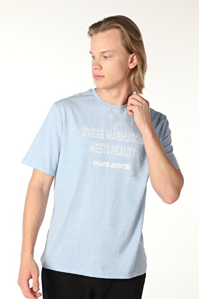 defys Чоловіча велосипедна сорочка з коротким рукавом, прямий крій, з принтом, синя меланж