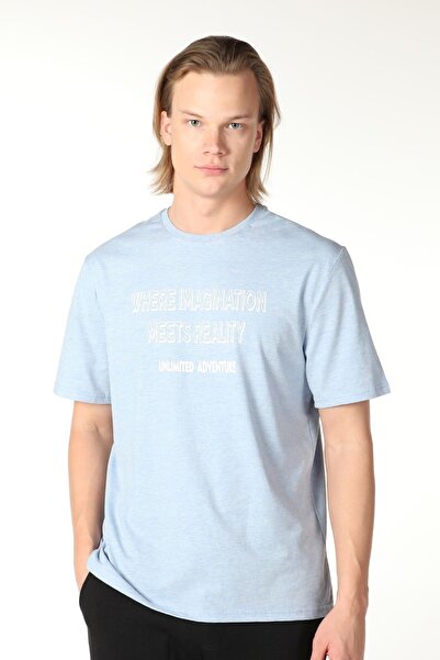 defys Чоловіча велосипедна сорочка з коротким рукавом, прямий крій, з принтом, синя меланж