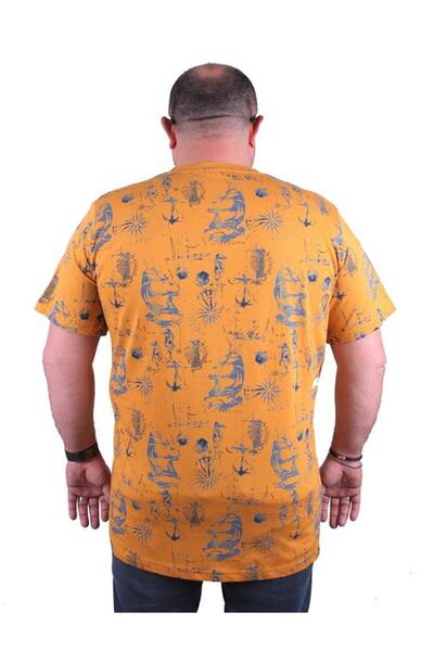 Starbattal Plus Size Crew Neck T-Shirt Compass Holiday 23151 Mustard