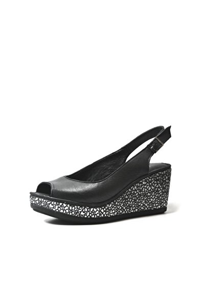 Beety 23by07.2036 Sandale anatomice pentru femei din piele naturală, neagră, cu toc pane