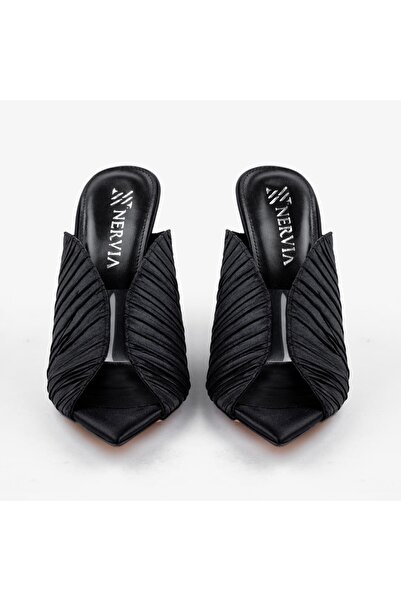 Nervia Glitter| Heeled Black Women's Sandals