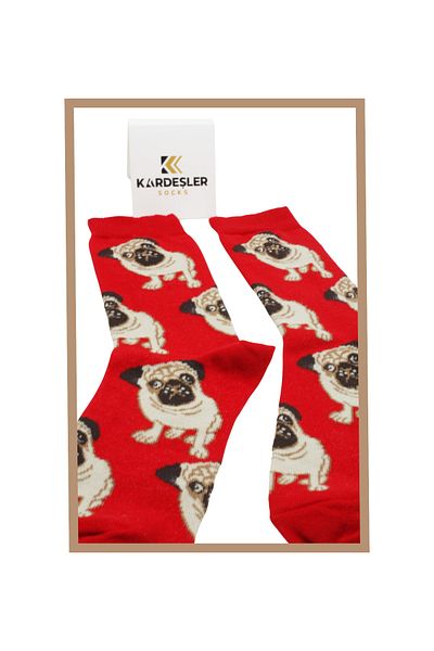 KARDEŞLER ÇORAP Unisex Colorful Dog Pattern Socks Cheerful Socks