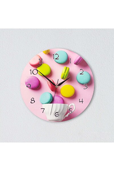CajuArt Decorative Colorful Macarons and Cup Round Wall Clock