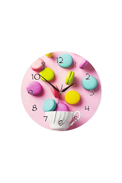 CajuArt Decorative Colorful Macarons and Cup Round Wall Clock
